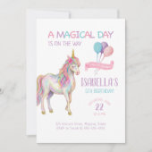 Invitation à une fête d'anniversaire Licorne (Devant)