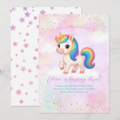 Invitation à une fête d'anniversaire Licorne Arc-e (Devant / Derrière)