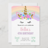 Invitation à une fête d'anniversaire Licorne et Ar (Devant)