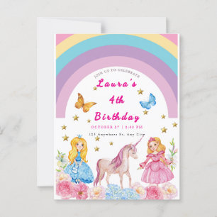 Invitation à une fête d'anniversaire Licorne et Ar