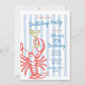 Invitation à une fête d'anniversaire Lobster Marti (Devant)