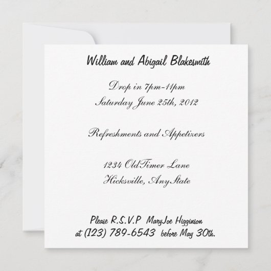 Invitation à une fête d'anniversaire marquant (Dos)