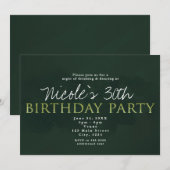 Invitation à une fête d'anniversaire moderne verte (Devant / Derrière)