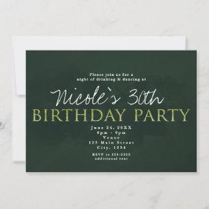 Invitation à une fête d'anniversaire moderne verte