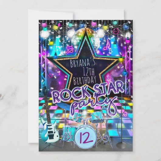 Invitation à une fête d'anniversaire musicale et d (Devant)