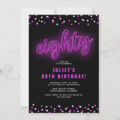 Invitation à une fête d'anniversaire Neon Eighty (Devant)