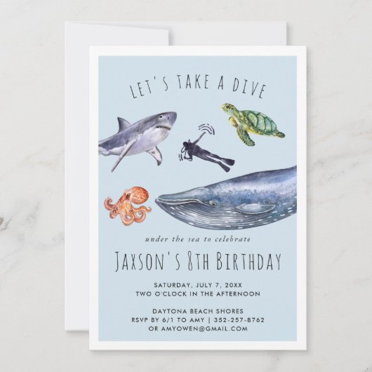 Invitation à une fête d'anniversaire | Océan à l'a (Devant)