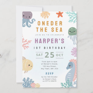 Invitation à une fête d'anniversaire Onder The Sea