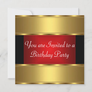 Invitation à une fête d'anniversaire Or Noir Rouge