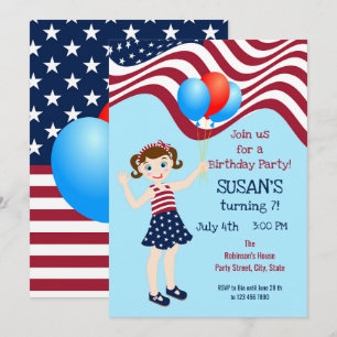 Invitation à une fête d'anniversaire patriotique d