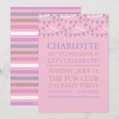 Invitation à une fête d'anniversaire | Pink Fun Bu (Devant / Derrière)