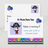Invitation à une fête d'anniversaire pirate (Devant / Derrière)