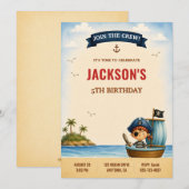 Invitation à une fête d'anniversaire pirate (Devant / Derrière)