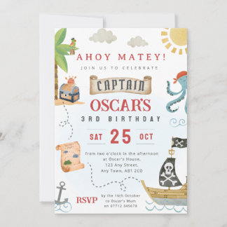 Invitation à une fête d'anniversaire pirate Ahoy M