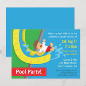 Invitation à une fête d'anniversaire piscine avec  (Devant / Derrière)