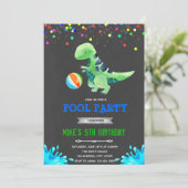 Invitation à une fête d'anniversaire piscine dinos (Debout devant)