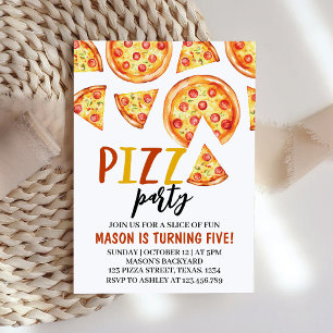 Invitation à une fête d'anniversaire Pizza Party