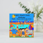Invitation à une fête d'anniversaire plage filles (Debout devant)