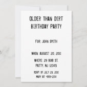Invitation à une fête d'anniversaire plus ancienne (Dos)
