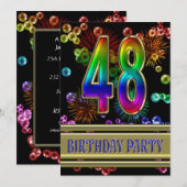 Invitation à une fête d'anniversaire pour 48 ans a (Devant / Derrière)