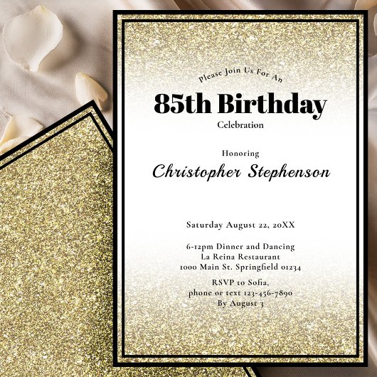 Invitation à une fête d'anniversaire pour 85 ans e