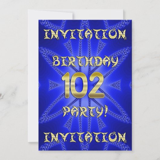 Invitation à une fête d'anniversaire pour les 102  (Devant)