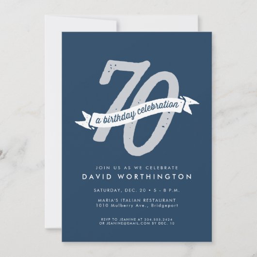 Invitation à une fête d'anniversaire pour les 70 a (Devant)