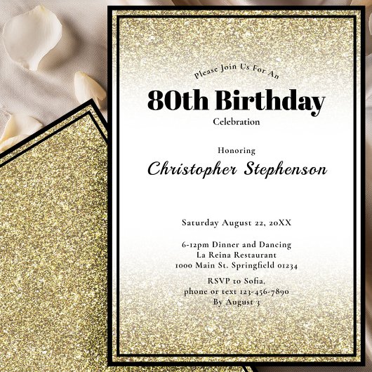 Invitation à une fête d'anniversaire pour les 80 a