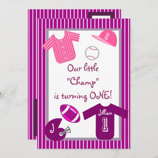 Invitation à une fête d'anniversaire pour les fill (Devant / Derrière)