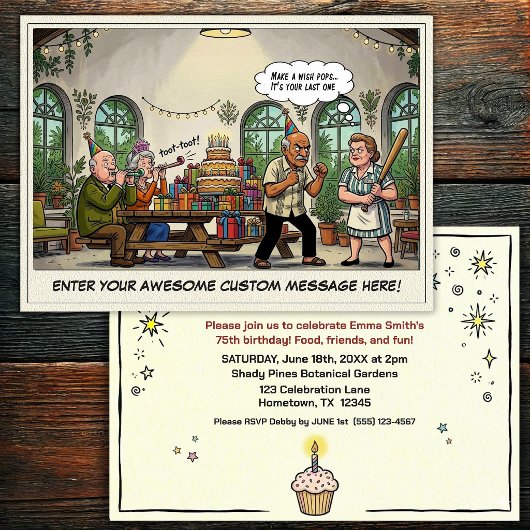 Invitation à une fête d'anniversaire pour senior