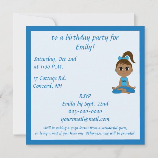 Invitation à une fête d'anniversaire pour une fête (Dos)