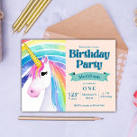 Invitation à une fête d'anniversaire Rainbow Kids<br><div class="desc">Carte postale d'invitation pour la fête du 1er anniversaire de licorne des enfants arc-en-ciel. Célébrez le jalon magique de votre petit avec cette adorable carte postale d'invitation pour la fête du 1er anniversaire de licorne des enfants arc-en-ciel. Conçue pour ravir à la fois les enfants et les parents, cette invitation...</div>
