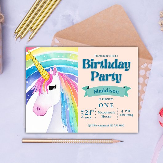 Invitation à une fête d'anniversaire Rainbow Kids 