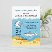 Invitation à une fête d'anniversaire requin (Debout devant)