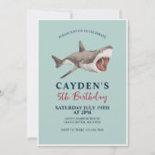 Invitation à une fête d'anniversaire requin (Devant)