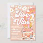 Invitation à une fête d'anniversaire rétro hippie (Devant)