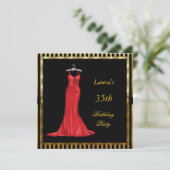 Invitation à une fête d'anniversaire Robe rouge (Debout devant)