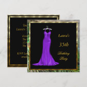 Invitation à une fête d'anniversaire robe violette (Devant / Derrière)