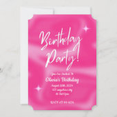 INVITATION À UNE FÊTE D'ANNIVERSAIRE ROSE (Devant)