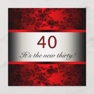 Invitation à une fête d'anniversaire rouge pour 40