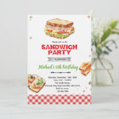 Invitation à une fête d'anniversaire sandwich (Debout devant)