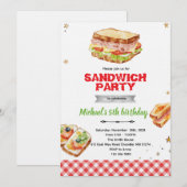 Invitation à une fête d'anniversaire sandwich (Devant / Derrière)