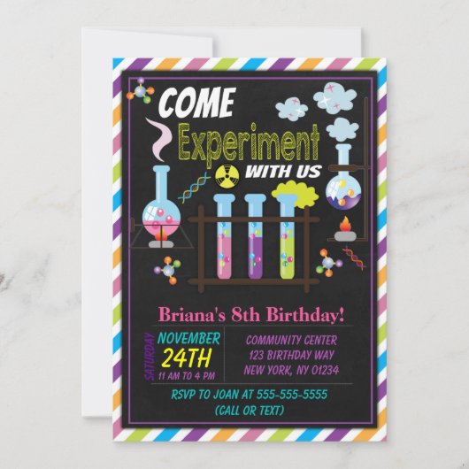 Invitation à une fête d'anniversaire scientifique (Devant)