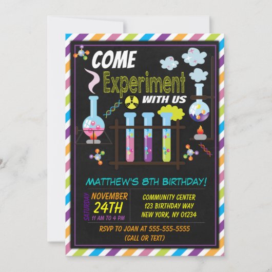 Invitation à une fête d'anniversaire scientifique (Devant)