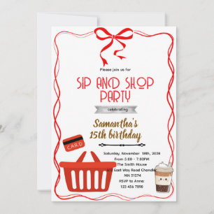 Invitation à une fête d'anniversaire Shopping