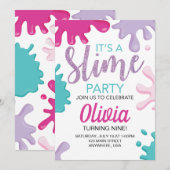 Invitation à une fête d'anniversaire Slime (Devant / Derrière)