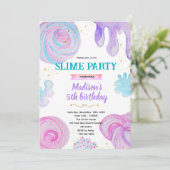 Invitation à une fête d'anniversaire slime (Debout devant)