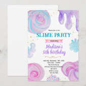 Invitation à une fête d'anniversaire slime (Devant / Derrière)