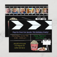 Invitation à une fête d'anniversaire soirée cinéma