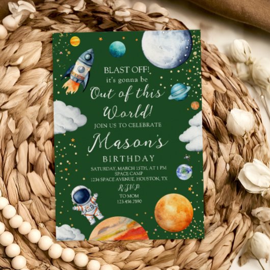 Invitation à une fête d'anniversaire spatiale hors